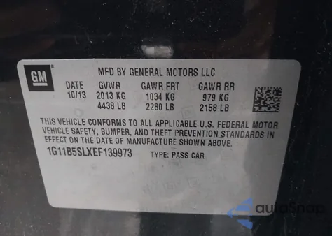 2014 Chevrolet Malibu 1Ls from USA, damaged, VIN 1G11B5SLXEF139973